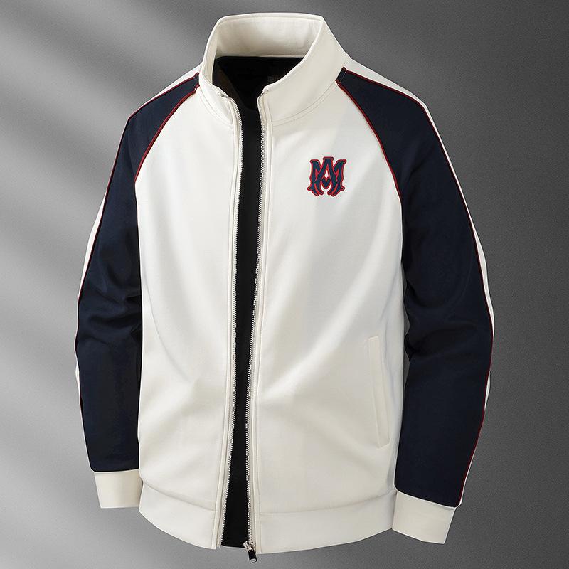 Men's High Collar Patchwork Zipper Hoodie - Light Luxury Autumn/Winter Collection