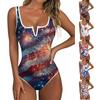 Women Swimsuit Sleeveless Scoop Neck V Front Printed Swimwear Quick Dry Stretch Fabric Beachwear