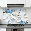 Yousheng Kitchen Oil Proof Wall Stickers Flowers/Fruits/Green Leaves Waterproof Backsplash Wall Protector Film Removable Tile Decal for Cupboard