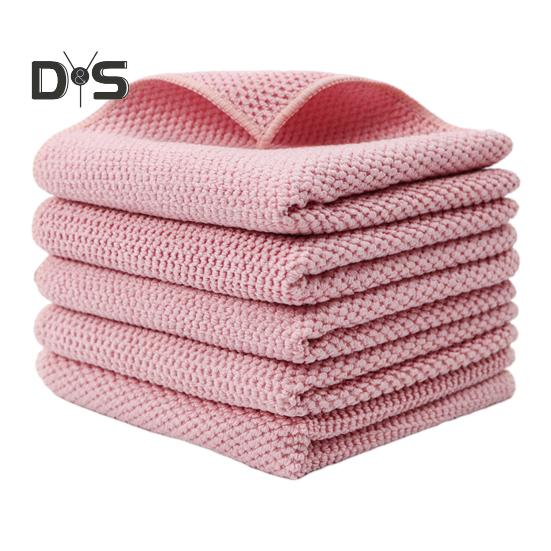 

5 шт. кухонных полотенец, однотонные полотенца для посуды со шнурком, впитывающие полотенца для рук, тряпки для уборки для домашних задач 5pcs розовый