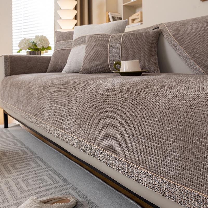 Luxury Modern Chenille Sofa Cushion - High-End, All-Season, Non-Slip, Fully Wrapped, Minimalist Design.
