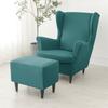 1Pc Solid Color Wing Chair Cover Stretch All-Inclusive Armchair Slipcover Elastic Anti-Dirt Single Sofa Cover