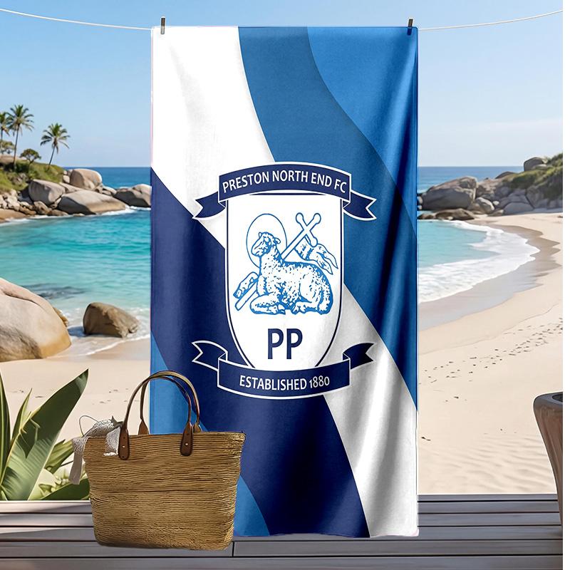 Asciugamano da Spiaggia con Stampa del Preston North End Football Club, Asciugamano Grande Morbido ad Asciugatura Rapida per Spiaggia Campeggio Nuoto