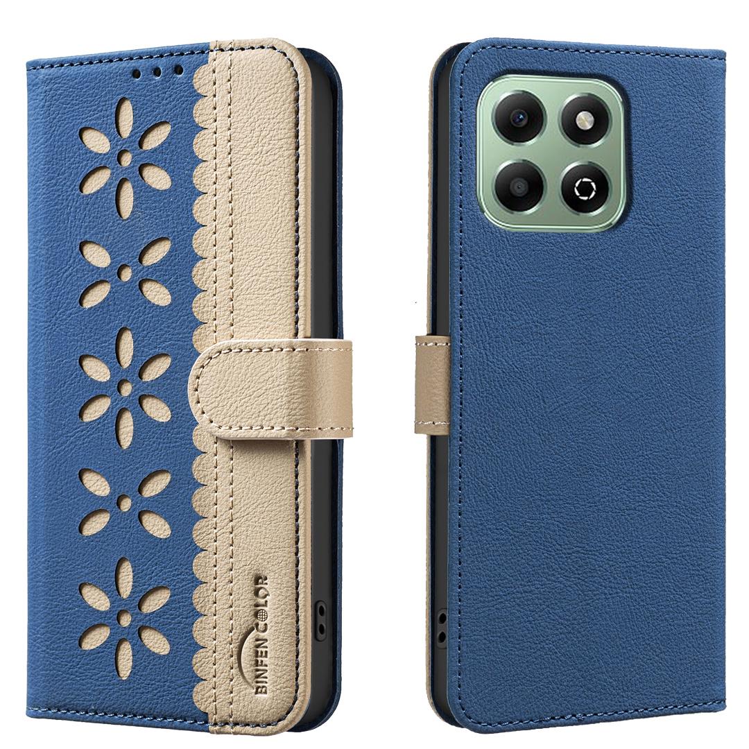 

For Honor X6b 4G Leather Case BINFEN COLOR BF36 Floral Pattern Phone Cover RFID Blocking Wallet Stand F