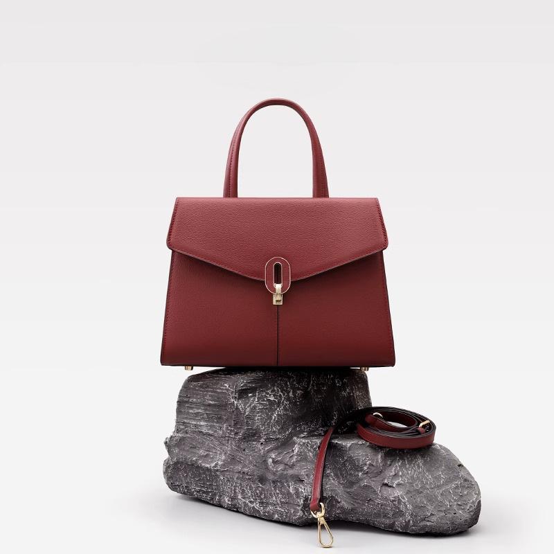 BaoBao 2025 New Women's Bag Red Newlywed Wedding Bag Genuine Leather Engagement Handbag Light Luxury High-grade Feel Mom Bag