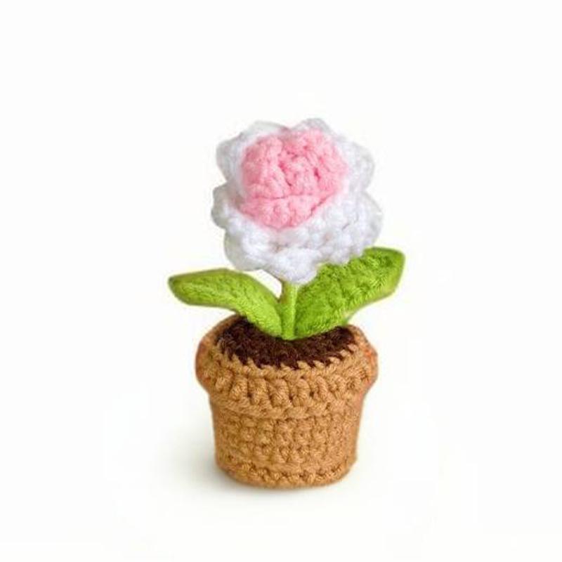 Small potted plant crochet simulation flower potted plant flower decoration creative gift ornament cute little ornament