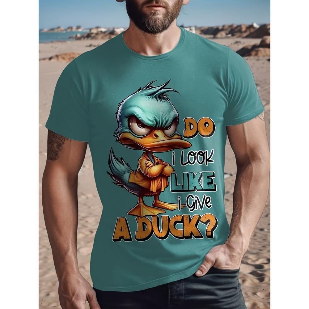 Funny Men's T Shirt Cartoon Duck Print Casual Short Sleeve Tops Tee Fashion T-shirts Outdoor Streetwear 2026 Hip Hop Clothing
