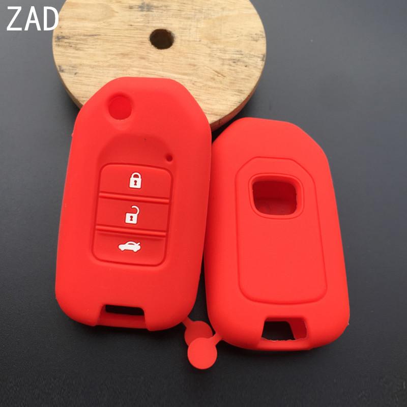 

ZAD silicone rubber Car Key Cover case for Honda Accord 9 Crider Civic Jade SPIRIOR CR-V Fit 3 Buttons Flip Folding Key