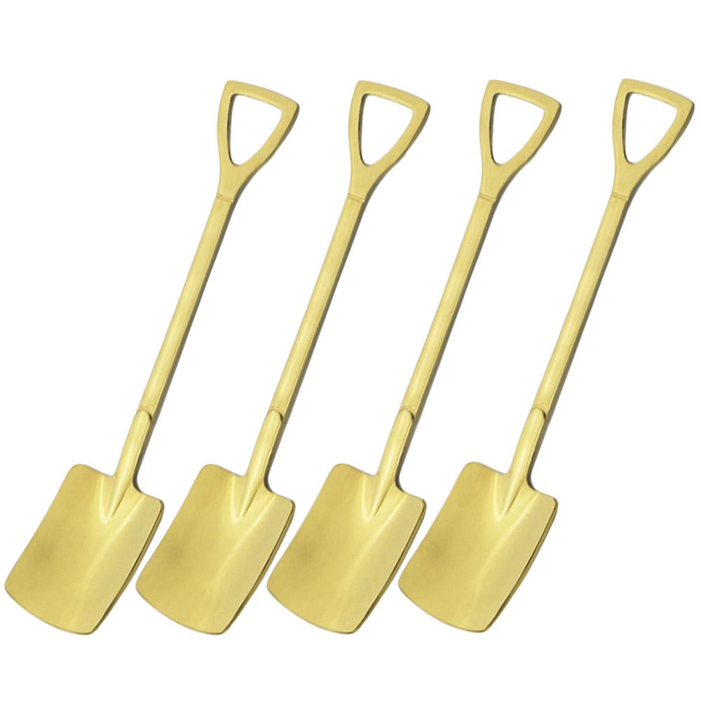Rainbow Stainless Steel Shovel Spoon Set Ice Cream Stirring Spoon Tool Creative Teaspoon Dessert Coffee Spoon Party Cutlery Set