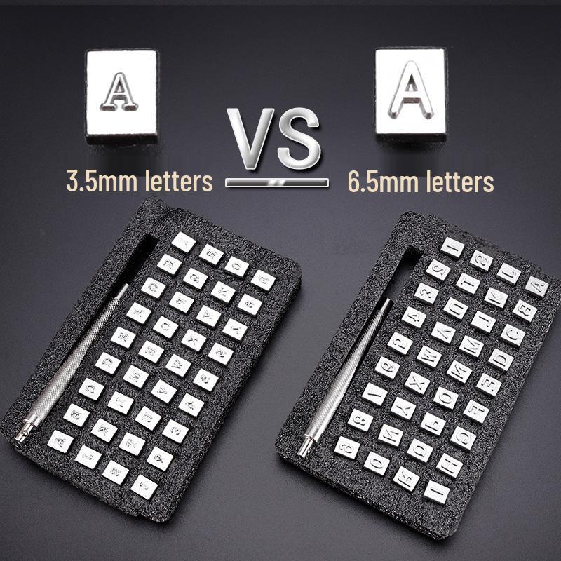 36-Piece English Alphabet & Number Leather Stamping Punch Set for Handmade Lettering and Carving