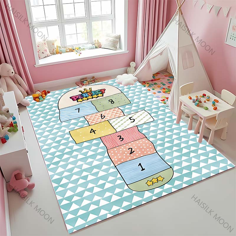 New To Hopscotch Printed Carpet! Beautify The Space, Anti-slip Sound Insulation, Living Room Bedroom Area Can Used Mat Kids Gift