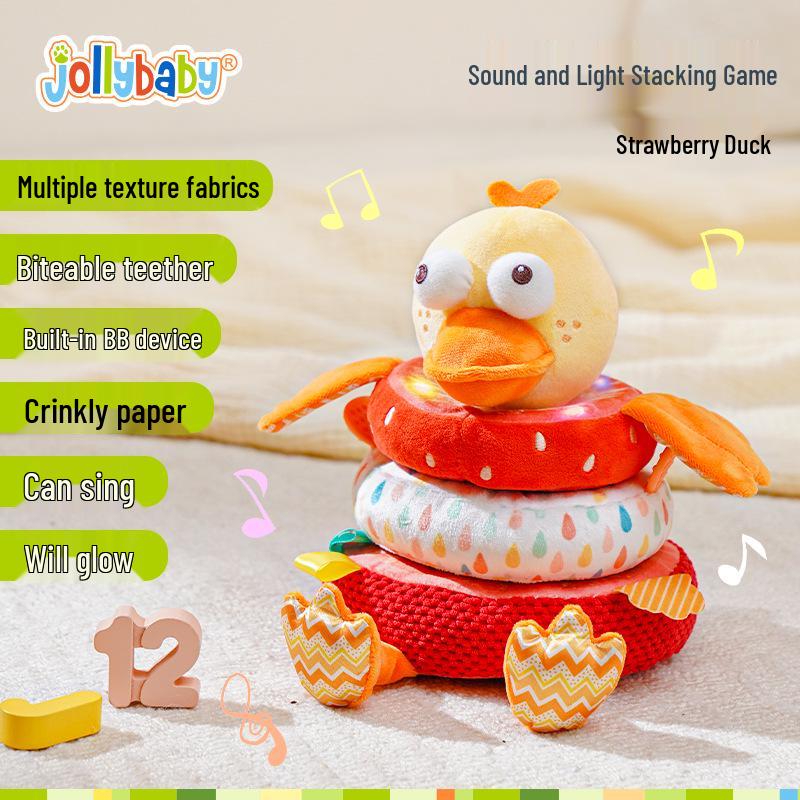 Jollybaby Multi-Functional Stacking Blocks & Rattle - Newborn Teething & Music Soothing Toy