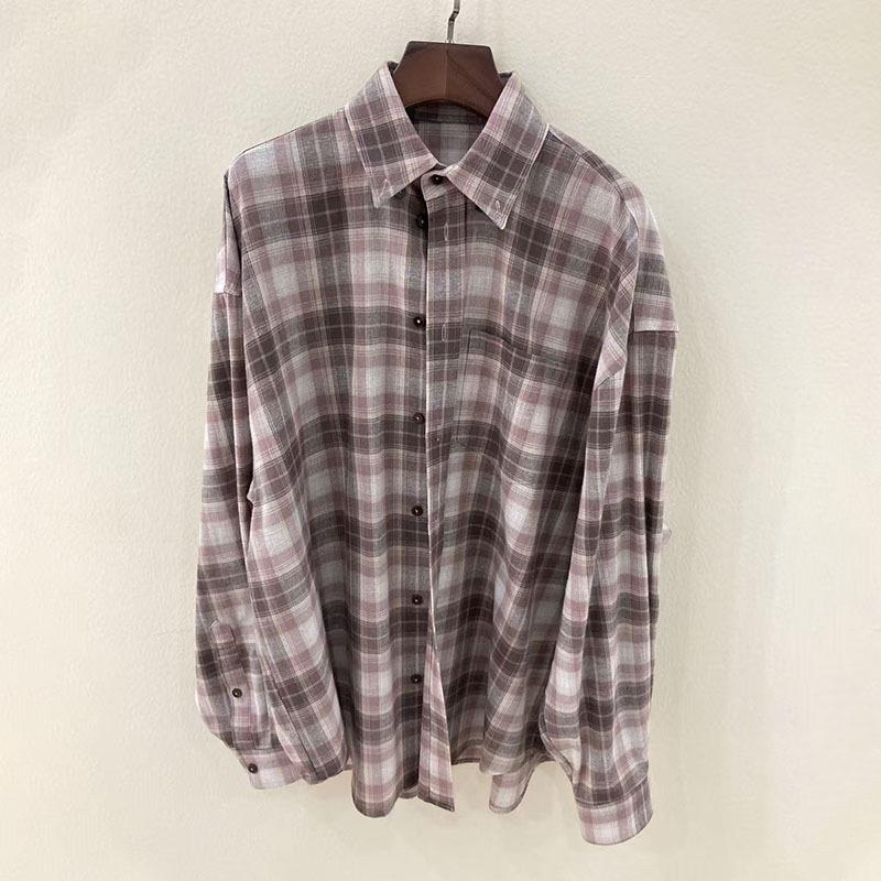 Nanyou Women s High-End Pink Coffee Plaid Cotton Long Sleeve Shirt - Retro Spring/Summer New Arrivals Size 40