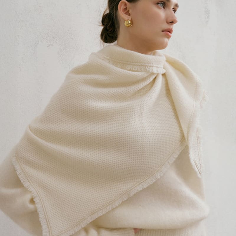 

BARNEYS NEWYORK 25FW Шаль из смесового кашемира цвета слоновой кости ivory