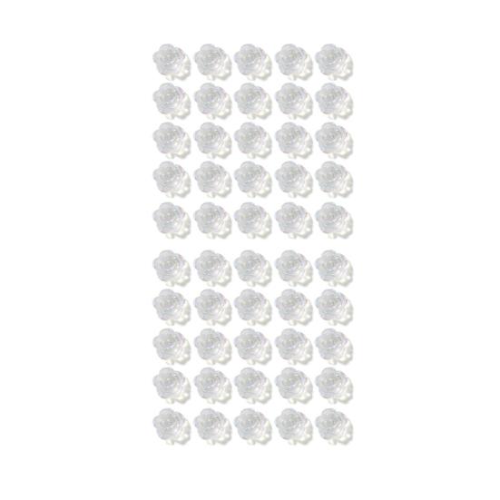 50Pcs/Set Nail Ornament Flower Shape Long Lasting 3D Effect Resin Camellia Aurora White