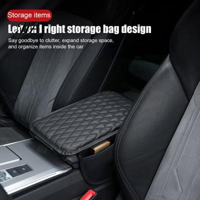 Bracciolo Comfort per Guida Copertura Console Centrale Auto, Copertura in Ecopelle per Auto, Supporto Gomito Confortevole Cuscino Centrale Universale con Tasche Laterali