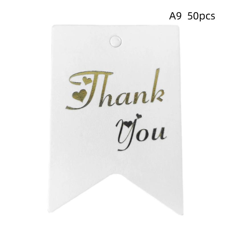 Thank You Tags 50Pcs Bronzing Stamping Black White Paper Card for Valentine's Day Gift Favor Retail Price Label