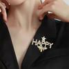 Zarte Luxus Zirkon Brosche Pin für Frauen Neue Mode Glückliche Buchstaben Nette Biene Elegante Brosche Party Hochzeit Broschen Pin