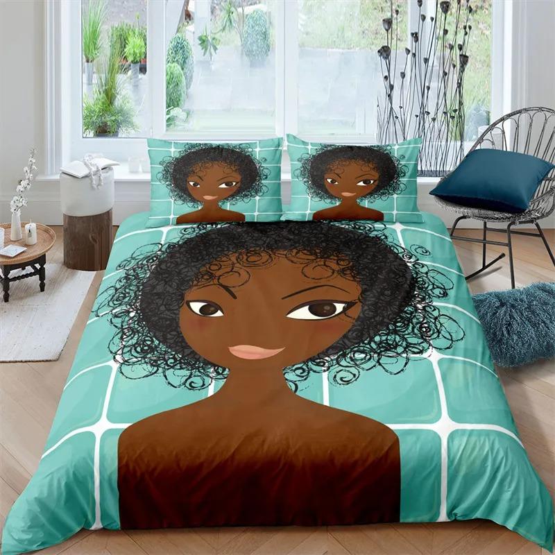 Sexy Girl Bettbezug Mode afrikanische schwarze Frau Bettwäsche Set Mikrofaser 3D Bettbezug