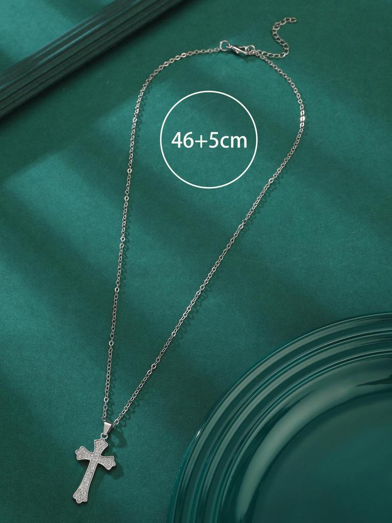 Women's Geometric Diamond Cross Necklace - European & American Punk Hip-Hop Style Choker