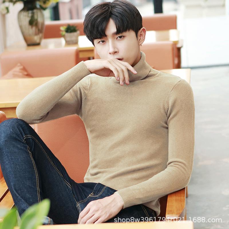 Men s High Neck Korean Style Winter Sweater with Velvet Lining - 2025 Trendy Knitwear M (45-55 kg)