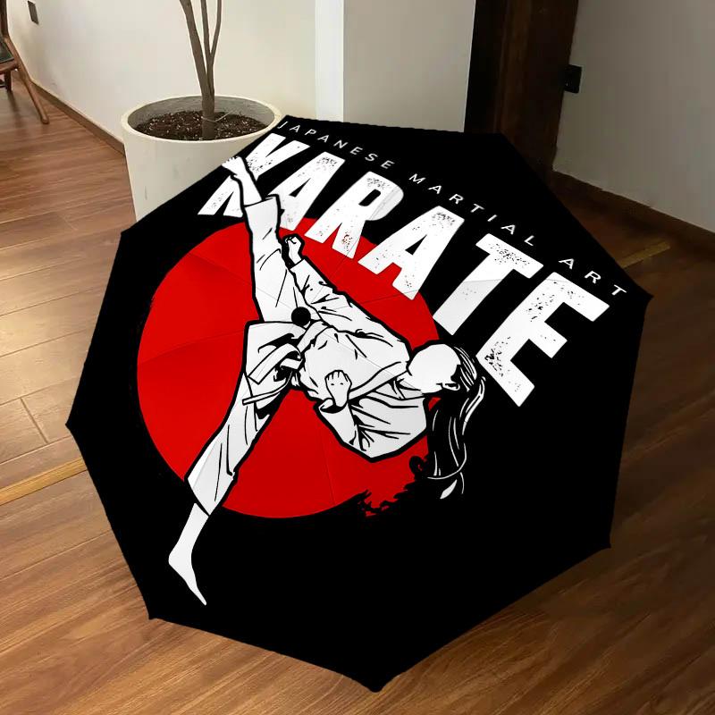 1 Stück Karate Japanischer Regenschirm - 8 Speichen verstärkt, Automatisches Öffnen, Leicht & Langlebig, Süßes Modeaccessoire für den Außenbereich, Strand oder Freizeit, Strand