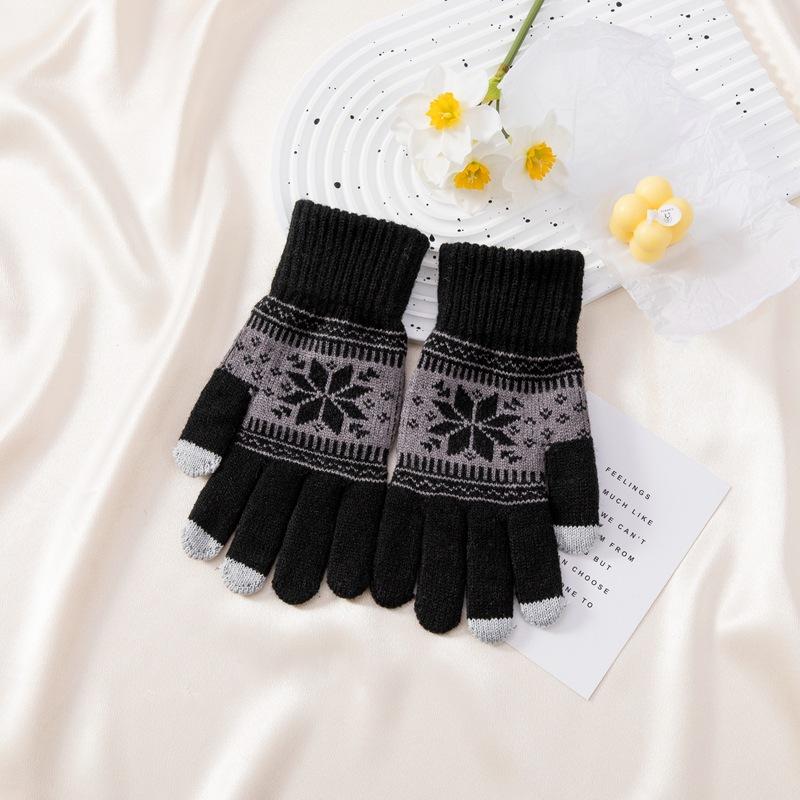 Cold and Warm Korean Version of Five-finger Knitted Touchscreen Gloves