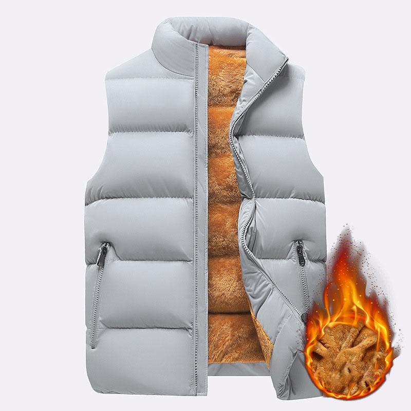 Winter Mens Jacket Sleeveless Vest Man Fleece Warm Vest Coats Men Stand Collar Thermal Thicken Waistcoats Brand Clothing