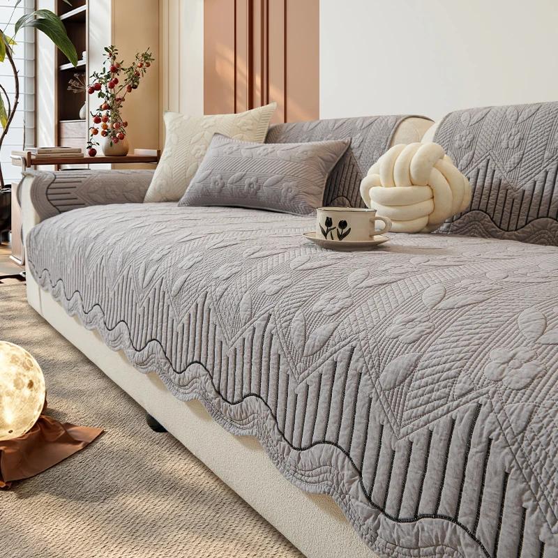 

Хлопковый чехол на диван Французский кремовый ветер Чехлы на диван Нескользящий Универсальный для четырех сезонов Угловое диванное полотенце для гостиной Copri Divano A 70x70cm 1pc