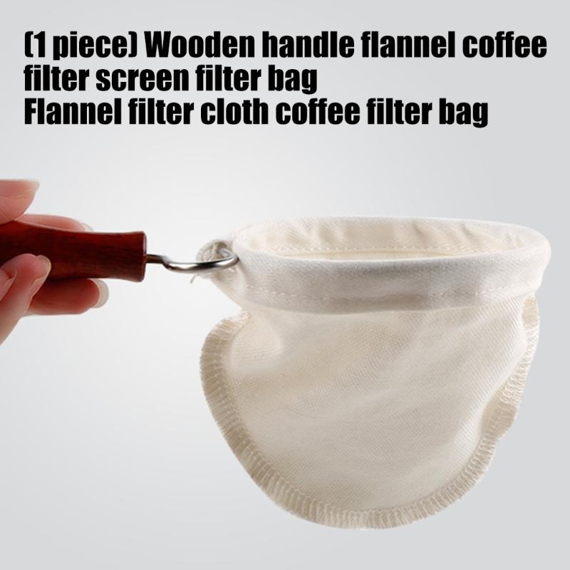 Holzgriff Flanell Kaffeefilterbeutel Waschbarer Stoff Kaffeesocke Sieb Teefilter Für Pour Over Zubereitung Mit