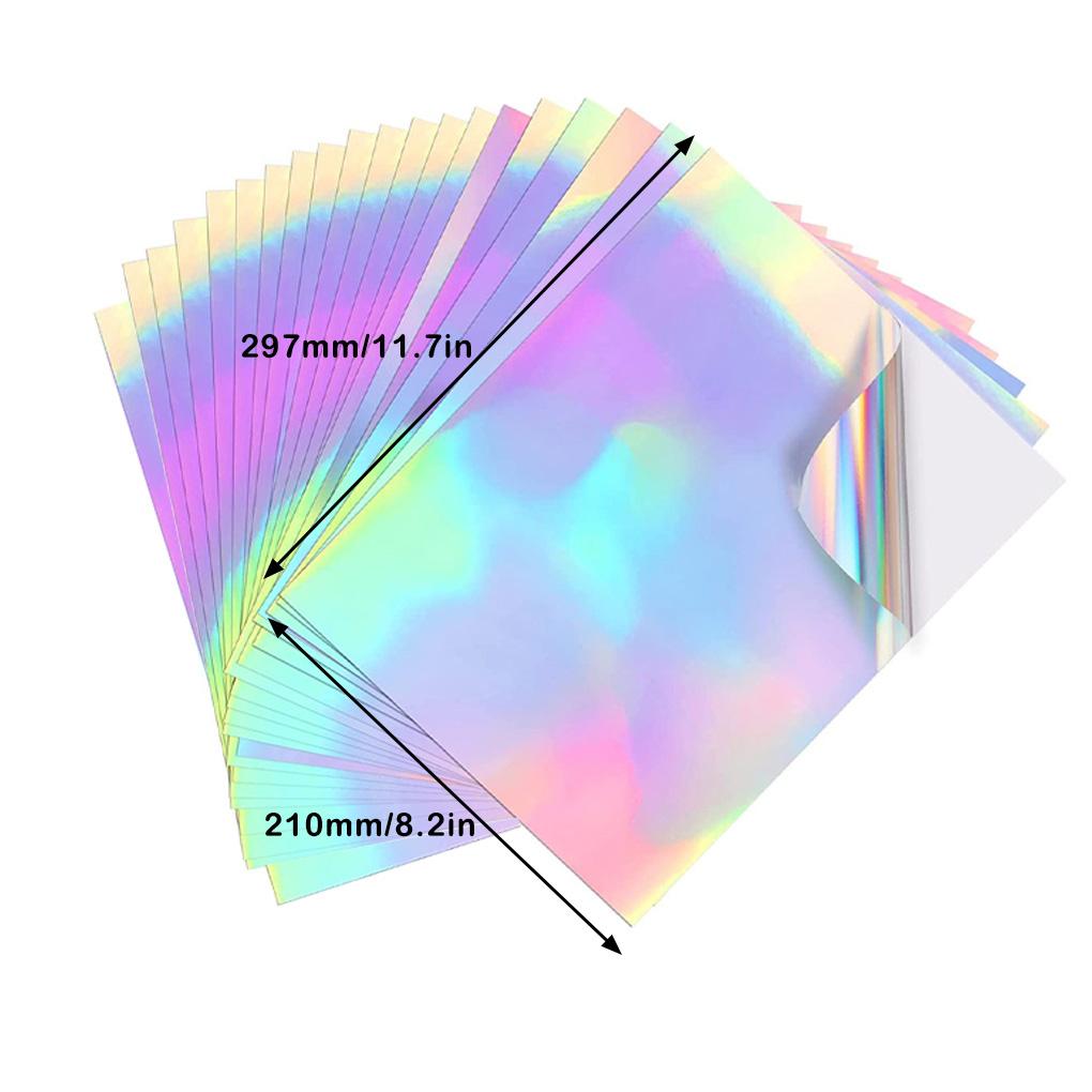 20X A4 Size Sheets Waterproof PVC Sticker Adhesive Craft Decal Rainbow Glitter Removable for Home Decoration