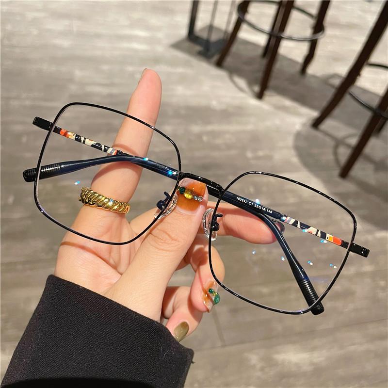 Big Frame Anti-blue Light Glasses Men Women Fashion Oversized Clear Lens Eyeglasses Vision Care Metal Square Reading Glasses