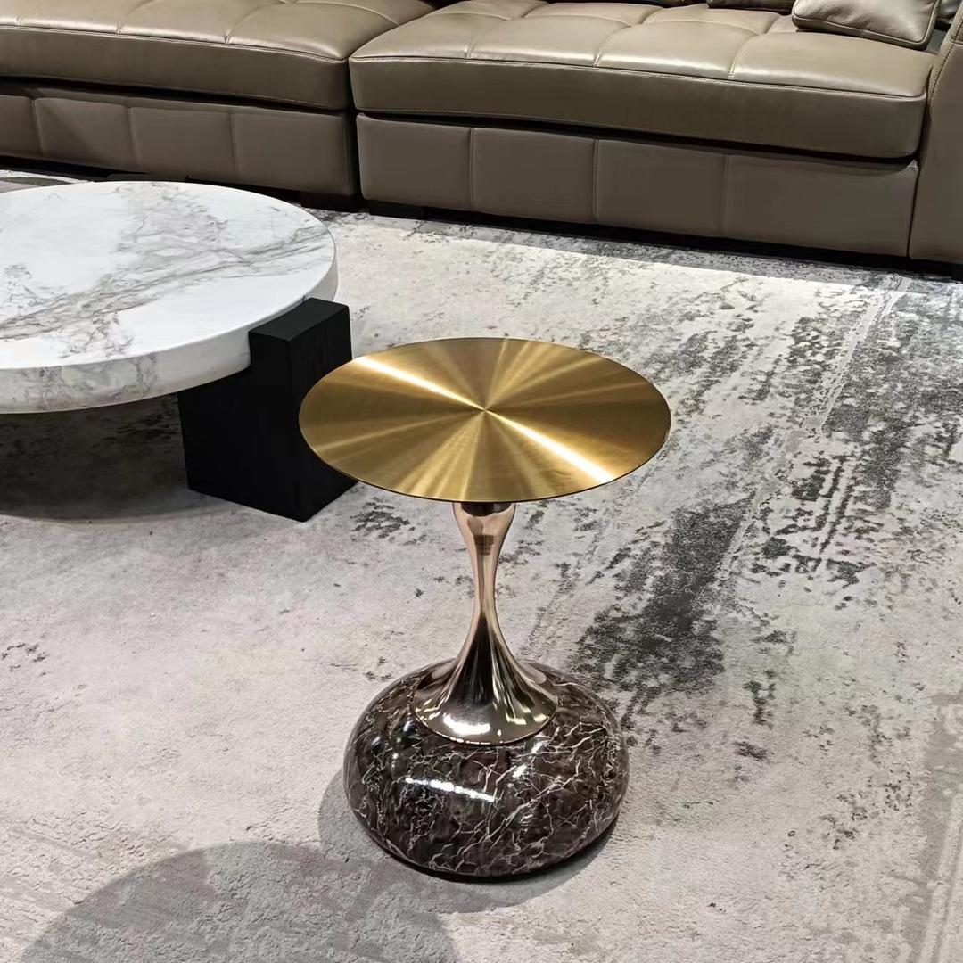 Round Sintered Stone Side Table, Modern