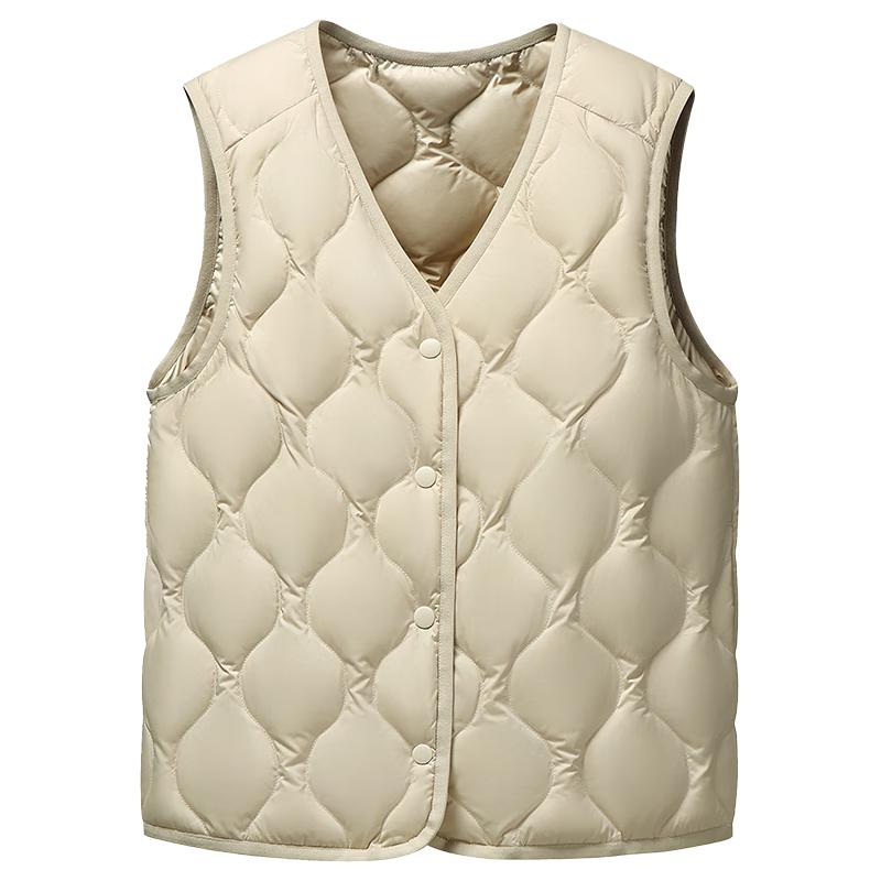 Xue Zhong Fei Women's Lightweight V-Neck Down Vest