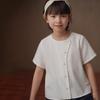 Hacikis Girls' White Lace Cotton Short-Sleeve Top
