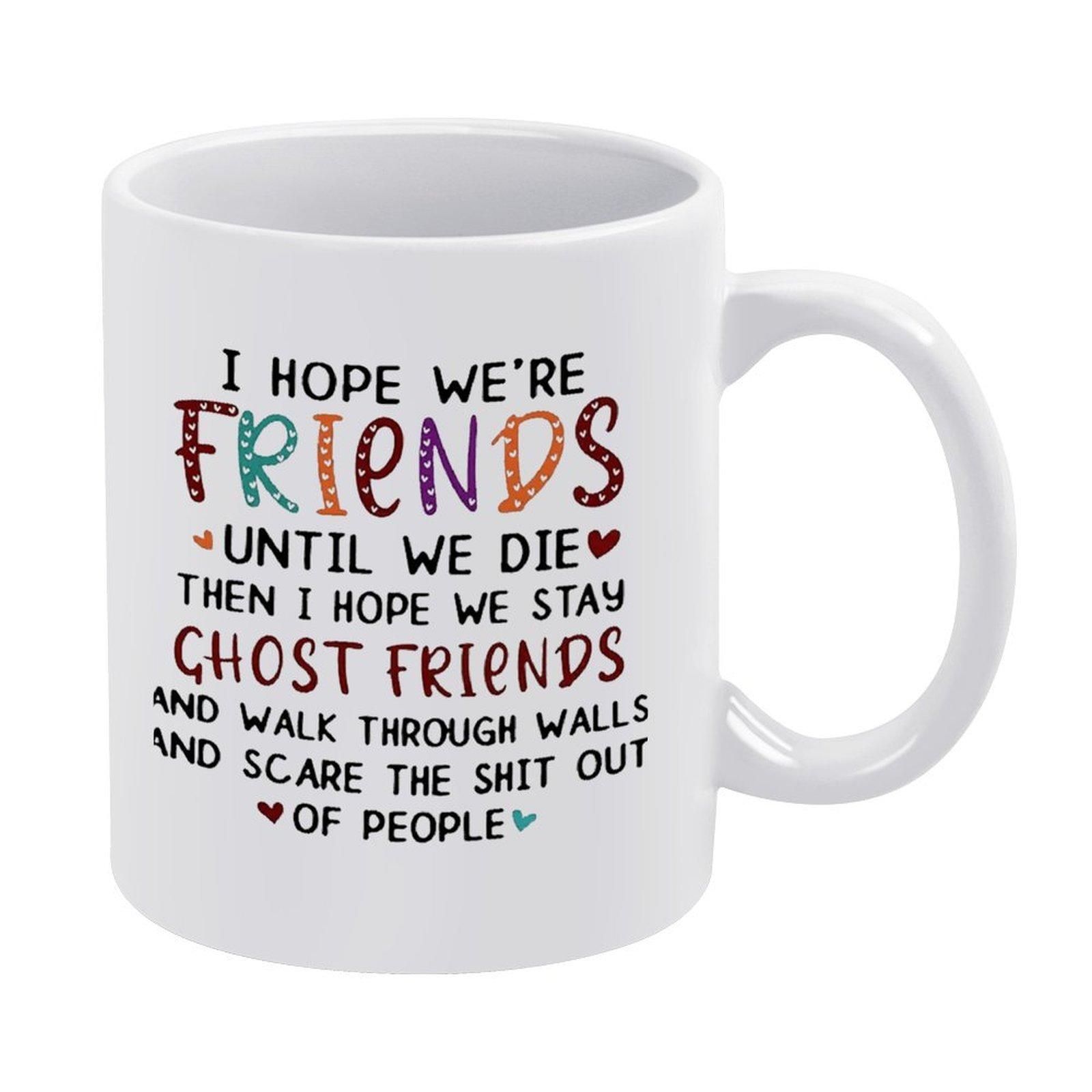 

1pc 11oz White Coffee Mug, Double-Sided Printed Ceramic Cup for Hot Drinks, Smooth Rim, Great Home and Office Gift for Any Coffee Lover