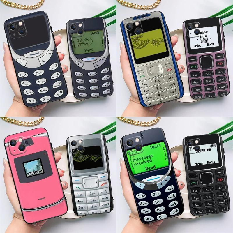 Retro Mobile Pattern Phone Case For iPhone 17 16 15 11 12 14 13 Pro Max Mini X XS XR 7 Plus 16E Air Shockproof Silicone Cover