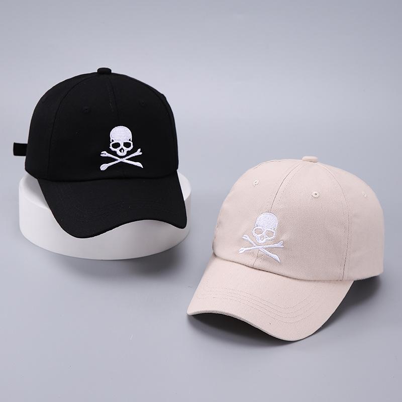 Yiran Bag Women's Cool Men Summer Skull Embroidery Sunshade Cotton Baseball Cap Outdoor Sport Sunscreen Punk Hip Hop Adjustable Hat Cm
