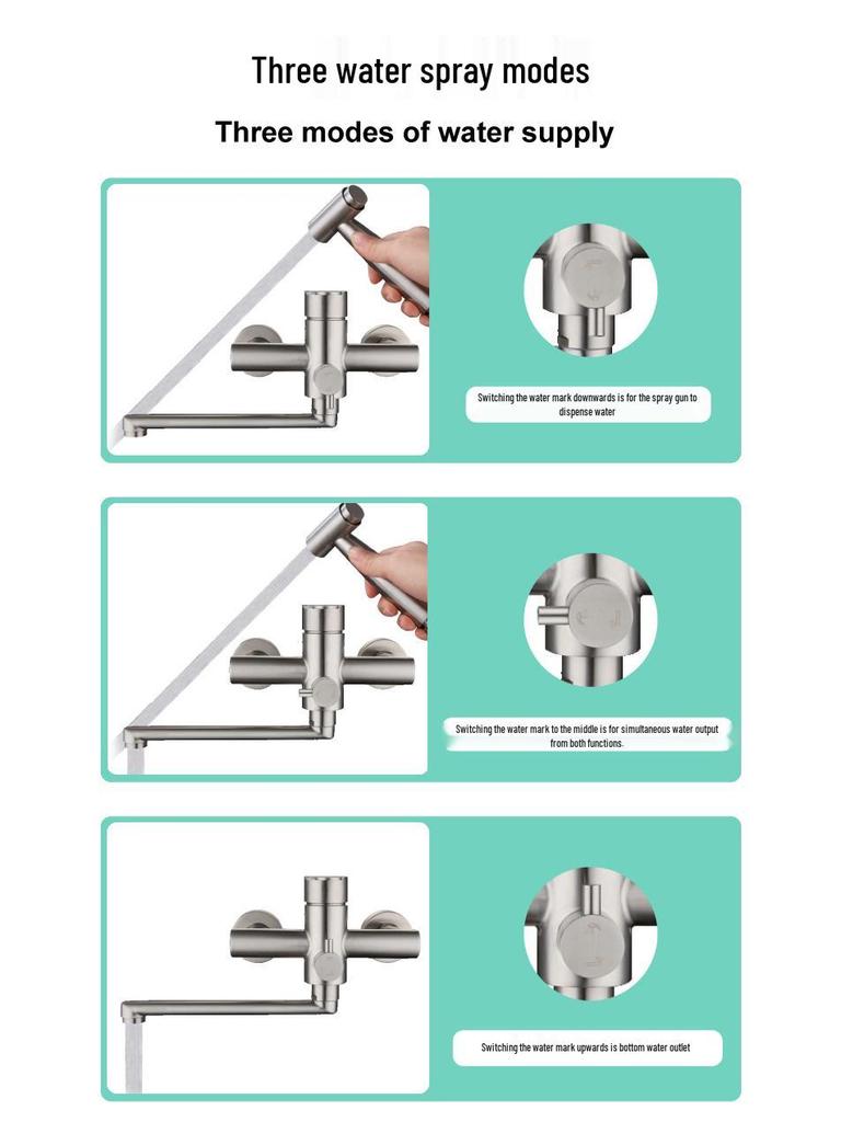 Kuchyňská baterie 304 z nerezové oceli pro dvojí použití: Horká/Studená, Stojící na podlaze, Zesílená pro zeleninový dřez