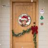 Rustic Christmas Wall Decor Wooden Round Hanging Sign, Santa Claus Highland Cow Winter Theme Farmhouse Ornament Door Decor, Holiday Welcome for Indoor