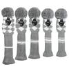 Dark Color Individual Golf Headcover Set of 5 (Grey & White Argyles)