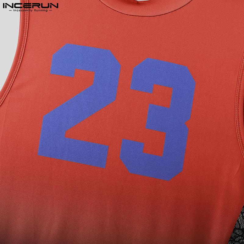 INCERUN Men Sleeveless Gradient Tops Lace Shorts Fitted Outfit Pajamas Underwear Sets