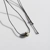 Unisex Retro Geometric Stone Pendant Necklace with Rotating Bead & Leather Cord – Versatile, High-End, Colorfast Design for Women & Men