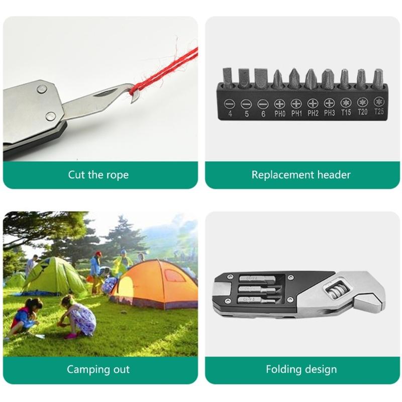 Adjustable Wrench Portable Hex Creative Folding Design Handle Spanners Tools for Outdoors