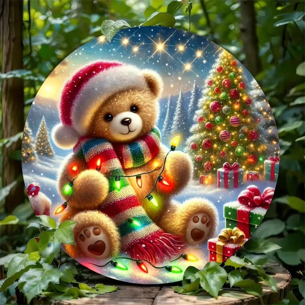 

Christmas Bear Metal Wall Art Cafe Decor Gift Farmhouse Sign 40x30cm білий