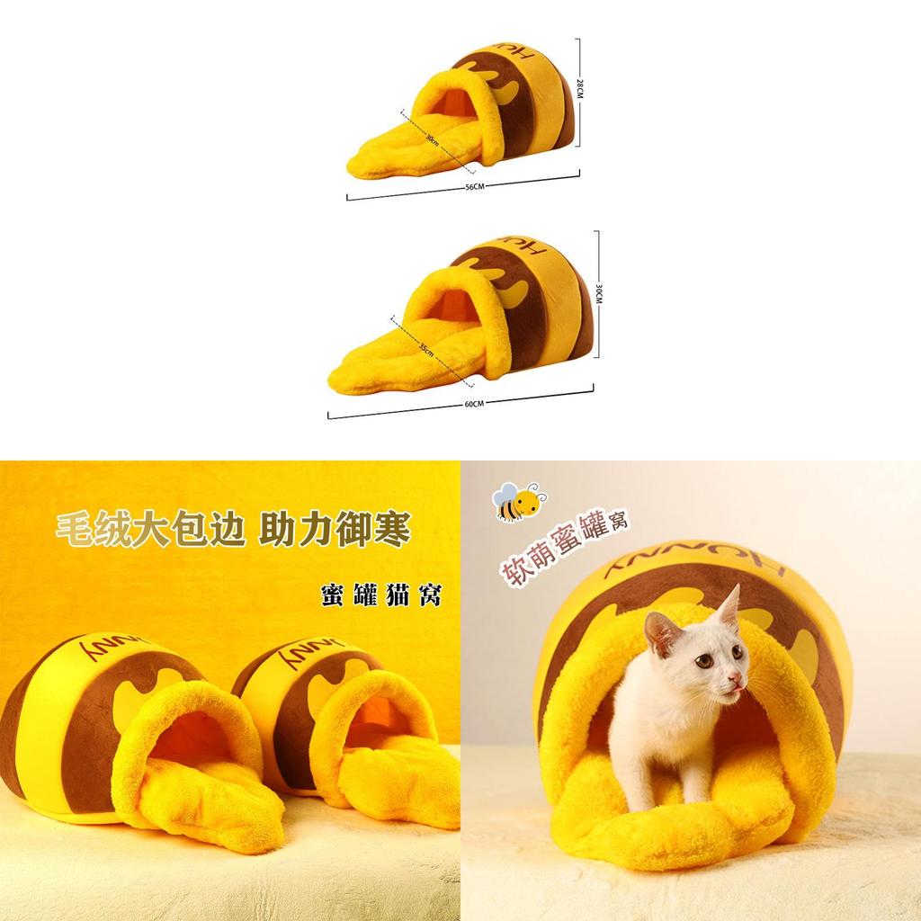 Pet Cozy Honeycomb Cat Bed With Plush Fleece For Winter And Allseason Use