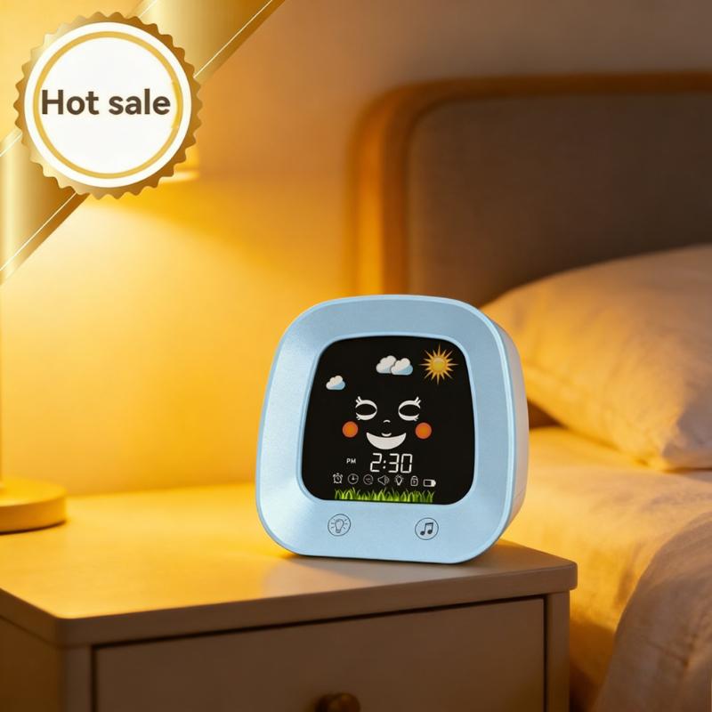 Cartoon Alarm Clock 4 Color Sleep Trainer Night Light Snooze Mode Television Shape Table Timepiece for Toddlers Kids