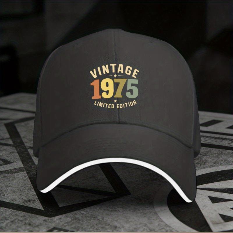 New 1pc, Adjustable Sandwich Baseball Cap Featuring the "Vintage 1975 Limited Edition" Design. A Lightweight Printed Women's Hat