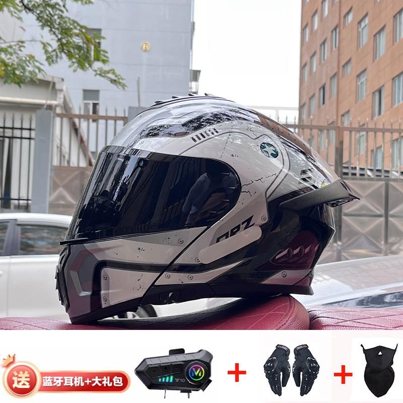 Full Face Motorcycle Helmet With Dual Visor Flip-Up Design Bluetooth Compatible All Season Touring Rally ABS Certified