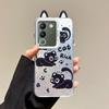 KEYSION Cute Ear Cartoon Case for VIVO V29e 5G with Lanyard Soft Silicone+PC Shockproof Phone Back Cover for VIVO V29e